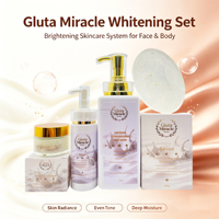 Kit de Soins Éclaircissants Gluta Miracle : Crème, Sérum et Savon pour le Visage et le Corps – Éliminateur de Taches Brunes, Unifie le Teint – Marque Privée