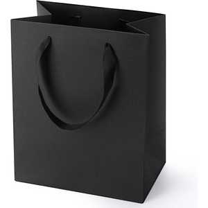 Medium 8x5x10 Inch Black <b>Paper</b> <b>Bags</b> with Handles Bulk Party Shopping Wedding Birthday Graduation Fathers Day for Promotional Use - Product Image 1