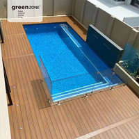 Planches de terrasse en composite WPC écologiques, modernes et carrées, aspect naturel, pour piscine extérieure