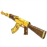 1548 Piezas de Bloques de Construcción de Modelo de Rifle de Asalto AK47 Dorado, Juguetes de Ensamblaje de Armas de Plástico ABS, Tema de Ciencia Ficción, Unisex