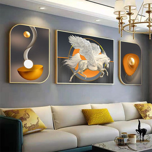 Decoración de lujo para el hogar marco de aluminio abstracto moderno impresiones geométricas cuadro de porcelana de cristal lienzo arte de pared de cristal - Product Image 5