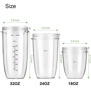 Nutri Blender Bagian 32Oz Botol Bening (2 Pak) Cangkir Blender Pengganti Cocok dengan Blender Nutri 600W dan 900W