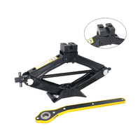 Cric à ciseaux rotatif Wheelsky 2,0 tonnes noir avec patins en nylon à fentes ouvertes et clé à économie d'effort pour réparation de véhicules