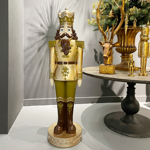 Grande Figurine grandeur nature, décorations de noël Antiques, <span class=keywords><strong>casse</strong></span>-<span class=keywords><strong>noisette</strong></span> doré, soldat, artisanat en résine - Product Image 3