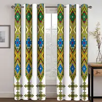 Rideaux d'ombrage au design traditionnel éthiopien européen personnalisé 2 pièces rideaux de décoration pour salon et chambre à coucher de style bohème