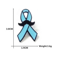 Pin de Solapa de Aleación de Zinc Azul para Hombre, con Diseño de Bigote y Cinta Pequeña, para Concienciación sobre VIH, Salud y Prevención del Cáncer