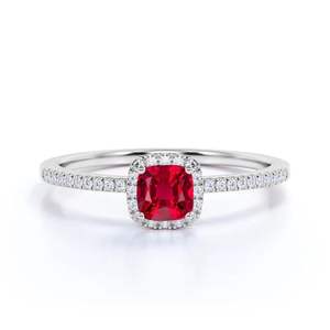 925 plata esterlina 0,75 quilates cojín rubí diamante anillo de compromiso elegante clásico oro blanco para bodas aniversarios - Product Image 1