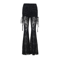 CF24374 Pantalon Culotte Gothique Sexy Taille Haute Style Sombre avec Flocage Croisé Automne 2025 – Tendance Hot Girl Polyvalent en Polyester