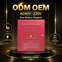 Panneau de contrôle de détection d'incendie conventionnel 2 zones AC90-270V avec batterie de secours SLA 12V unique, affichage LED de l'état, usine OEM ODM
