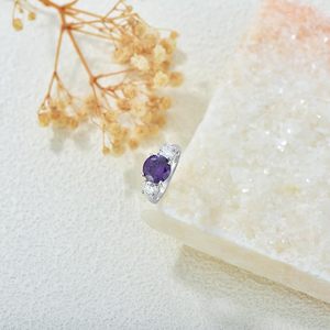 महिलाओं के लिए डेलॉच 925 स्टर्लिंग सिल्वर जिरकॉन रिंग वास्तविक राउंड कट ज़िरकोनिया जेम्स्टोन गहने प्रेमी जन्मदिन के लिए सुंदर उपहार - Product Image 3