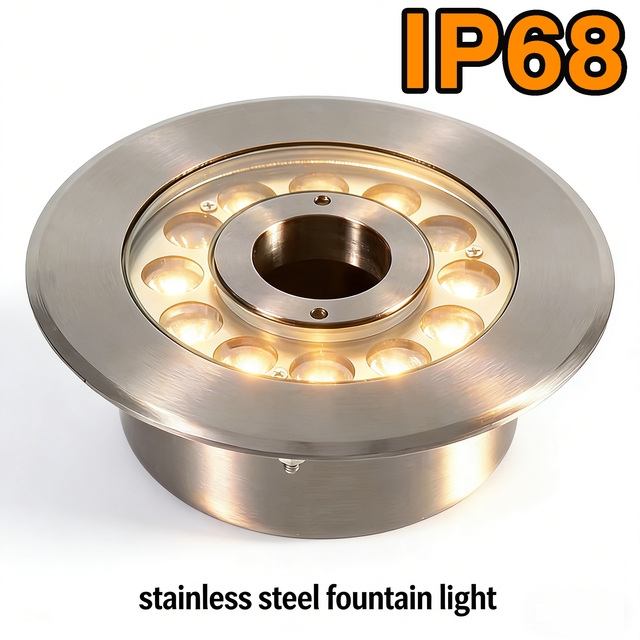 18W RGB LED Underwater Ring Light IP68 Stainless Steel 24V DMX512 Control 3-Year Warranty CRI80 3500K Warm White Landscape
