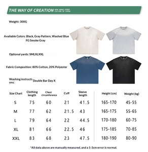 Spring and summer new products, heavy-duty washed and worn T-shirt, men's retro cotton short sleeved shirt - Product Image 3
