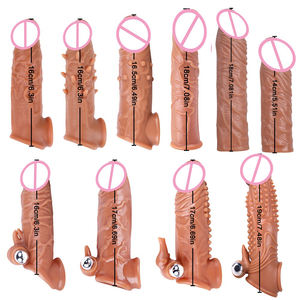 Passen Sie wasch bare und wieder verwendbare Haut Magic Dragon <span class=keywords><strong>Penis</strong></span> <span class=keywords><strong>Extension</strong></span> Dickes Silikon kautschuk Kondom für Mann <span class=keywords><strong>Penis</strong></span> Vergrößerung Sexspielzeug - Product Image 1