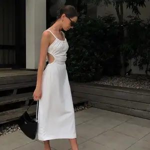 lady elegant backless long dress casual dress