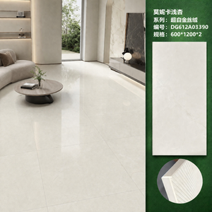 Carrelage en porcelaine super blanc Guangdong Foshan 600x1200mm, texture imitation pierre, velours doré mat, antidérapant, antibactérien - Product Image 6