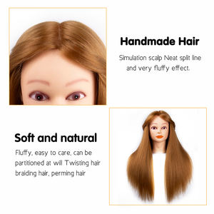 AliLeader Makeup Hairstyling Barber Practice Real Hair Mannequin Training Head for Straightening Cutting Braid Hair Teaching - Product Image 5