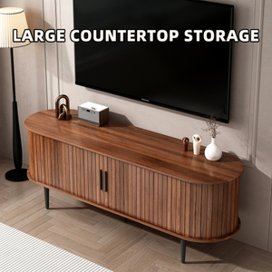 Living Room TV Stand 55" Modern Wood TV Console <b>Table</b> with Storage Compartment and Sliding Door - Product Image 6
