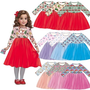Vestito Tutu Rosso per Bambine, Abito Principessa a Maniche Lunghe per Feste Natalizie e Vacanze, 3-8 Anni - Product Image 1