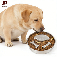 Gamelle ralentisseur pour chien en acier inoxydable, personnalisable avec logo, durable, réutilisable, moderne, pour aliments et eau