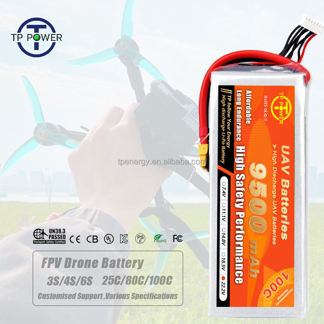 High Capacity 3S 4S 6S FPV Lipo Battery 9500mAh 10000mAh 12000mAh 22.2V 100C XT60 for RC Drone Quadcopter TP ENERGY 10-Year