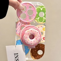 Support magnétique 3D coloré en acrylique en forme de donut, compatible avec les téléphones, doté d'une forte ventouse de bureau et d'un design rétractable