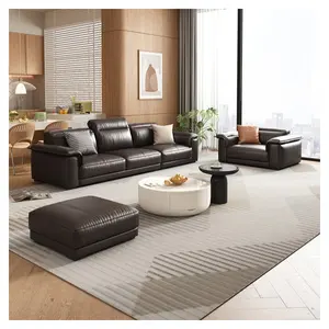 wholesale genuine leather reclining sofa modern sofa set italian black color furniture living room modern