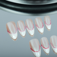 Uñas artificiales hechas a mano, pintadas a mano rojas y blancas irregulares francesas, alta calidad reutilizables de fábrica al por mayor