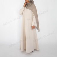 Fabricant d'Abayas en Lin Crème Personnalisées, Vente en Gros, Robe Simple Texturée pour Femmes Musulmanes, Qualité Boutique, Vêtements Islamiques, Usine OEM