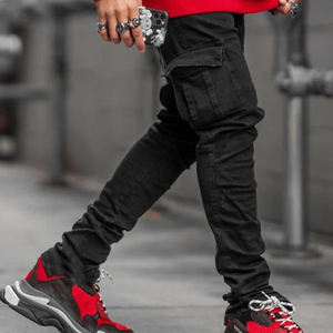 Pantalones de talla grande para <span class=keywords><strong>hombre</strong></span>, <span class=keywords><strong>Vaqueros</strong></span> <span class=keywords><strong>ajustados</strong></span>, informales, transpirables, con múltiples bolsillos, color sólido, para exteriores, venta al por mayor - Product Image 2