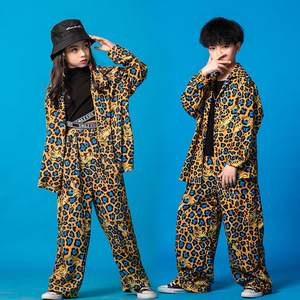 Set di Abbigliamento Hip-hop Leopardato per Ragazze, Costumi per Danza di Strada per Bambini, Eleganti Costumi per Esibizioni di Percussioni per Ragazzi, Abbigliamento per Danza Jazz - Product Image 4
