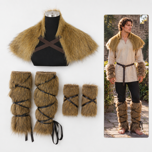 Accesorios de Disfraz Vikingo, Juego de 3 Piezas: Chal de Piel Sintética con Cinturón y Brazaletes, Accesorios para Disfraces de Halloween, Cosplay, TV y Cine - Product Image 1