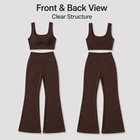 Conjunto de Yoga Personalizado para Mujer, Top Corto con Cuello Cuadrado y Pantalones de Yoga con Corte Acampanado, Ropa Deportiva para Gimnasio, Conjunto de Yoga de Dos Piezas