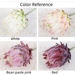 Fleur de Protea Artificielle Réaliste en Tissu Floqué Effet Soie 60CM pour Maison, Hôtel, Mariage, Noël, Fête des Mères, Écologique - Product Image 5