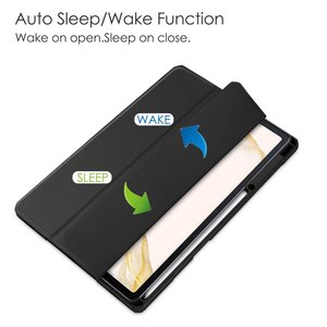 Custodia ultra sottile a tre ante in PU+acrilico con chiusura a flip in pelle per tablet Samsung <span class=keywords><strong>Galaxy</strong></span> <span class=keywords><strong>Tab</strong></span> <span class=keywords><strong>S8</strong></span> <span class=keywords><strong>Plus</strong></span> SM-X800 SM-X806 da 12,4 pollici - Product Image 4