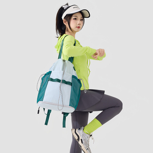 Customize <b>Drawstring</b> Gym <b>Backpack</b> Portable Tote Bags Fitness Tennis Racket Compartment for Sports Beach Swim Travel Daily Use - Product Image 2