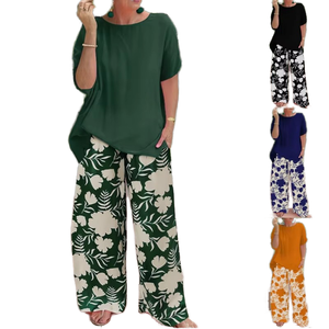 Nouvel ensemble décontracté deux pièces à manches courtes pour femme grande taille, imprimé léopard, respirant, été 2026 - Product Image 1