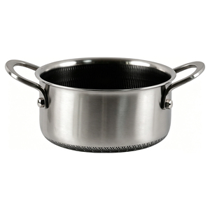 Cacerola Abierta Clásica de Acero Inoxidable Cepillado de 3 Capas con Patrón de Rejilla, Antiadherente, Doble Asa, Apta para Gas e Inducción, Venta al por Mayor, OEM Personalizado - Product Image 6