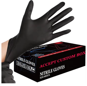 Logo-Bedruckte Strukturierte Finger Anti-Rutsch Atmungsaktive Langlebige Puderfreie 5MIL Dicke Sterile Touchscreen-Nitrilhandschuhe 9 Zoll - Product Image 3