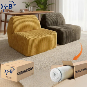 Canapé individuel en velours côtelé personnalisé, compressé, pour salon, mobilier d'intérieur léger et portable, emballé sous vide - Product Image 1