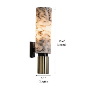 Lámpara de Pared Moderna Italiana para Hotel, Villa, Iluminación de Pasillo, Tubo Cilíndrico de Alabastro Natural, Latón Moderno, Lámpara de Pared de Alabastro Estilo <span class=keywords><strong>Riviera</strong></span> - Product Image 5