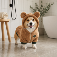 Vêtements personnalisés pour animaux de compagnie : Combinaison polaire zippée avec oreilles d'ours pour chien, combinaison chaude en peluche pour chiot et chat, vente en gros OEM