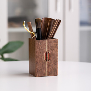 Guanlan Walnut Wood Tea Utensil Holder Square Storage <b>Box</b> For Tea Ceremony Tools Home Use - Product Image 1