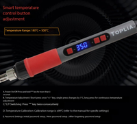 Fer à souder numérique TOPLIA EH011002 60W à température réglable avec affichage LCD, chauffage interne en céramique 220V, pour réparation de circuits imprimés