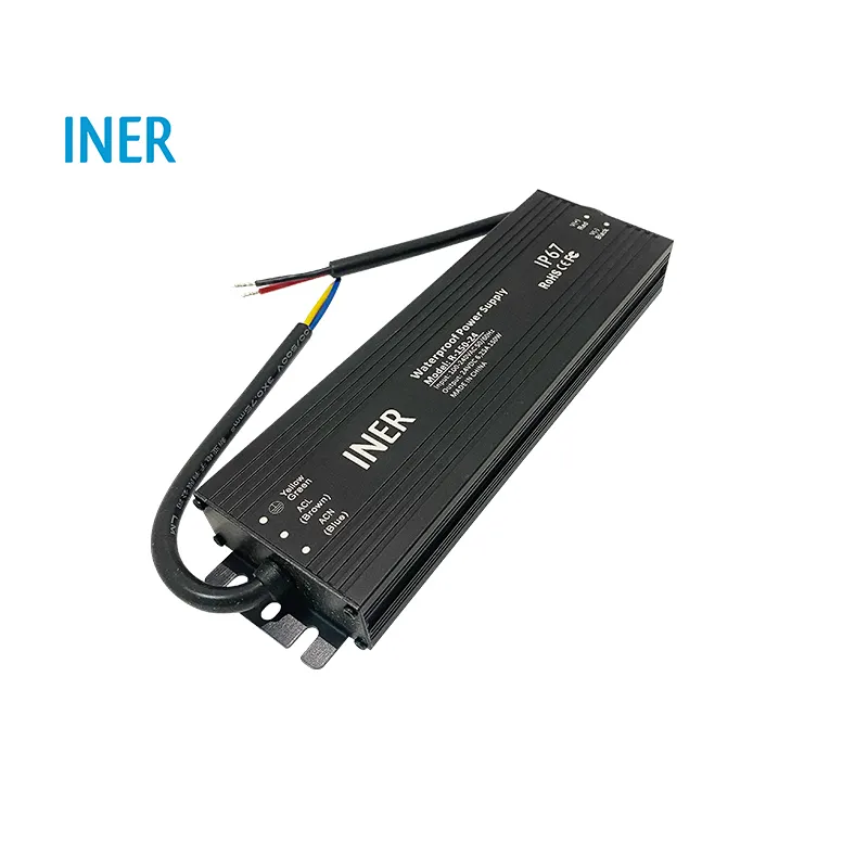 Pabrik R-150-24 INER CE FCC EMC tegangan konstan AC ke DC tahan air IP67 aluminium ramping 24V suplai daya LED 150W