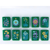 Jeu de Mahjong américain en acrylique vert émeraude, 160 tuiles, thème faune sauvage : Cactus du désert, Serpent à sonnette, Fleurs sauvages