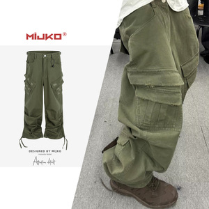 Overoles para Hombre Otoño 2026, Estilo Desgastado, 100% Algodón <span class=keywords><strong>de</strong></span> Alta Densidad, Cintura Media, Teñido en Prenda, Múltiples Bolsillos, Cierre <span class=keywords><strong>de</strong></span> Cremallera, Antiarrugas - Product Image 1
