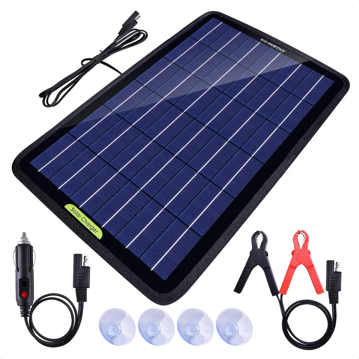 12V 10W Solar Car Battery Charger Zonnepaneel Trickle Charger, draagbare Power Backup Met Alligator Clip Adapter Voor Auto Boot