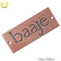 Plaque de lettres de meubles en cuivre antique, logo rectangulaire personnalisé, étiquette métallique avec vis