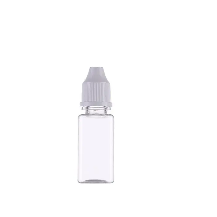工場10MLスクエアドロッパーボトル、エッセンシャルオイルボトルPET液体点眼ボトルCRCキャップ付き、プラスチックPETスクエアボトル