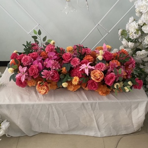 ดอกกุหลาบสีชมพูส้มทำมือจากผ้าไหมเทียมขนาด 200 ซม. สำหรับตกแต่งโต๊ะงานแต่งงาน คริสต์มาส หรือเป็นดอกไม้ประดับกลางโต๊ะ - Product Image 2